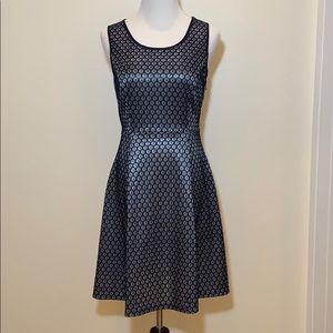 EnFocus Studio Blue Silver Fit & Flare Dress sz 4